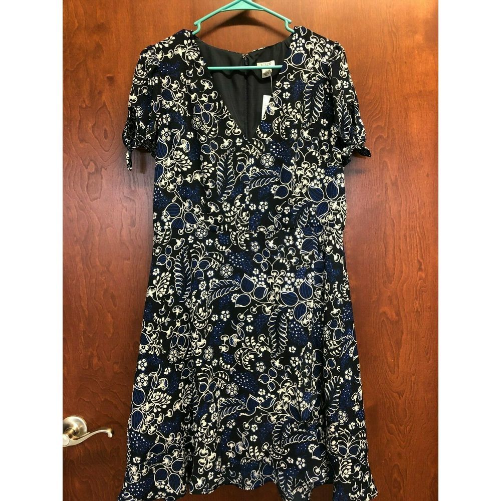 J Crew Blue and White Floral Dress, Size 12